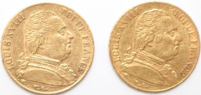 null Louis XVIII (1814-1824). 20 Francs or au buste habillé 1815 A Paris - 2 ex 6,41...