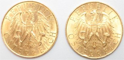 null Autriche. République. 25 Shillings or 1926 et 1928. 5,89 et 5,88 g. 2 ex. -...