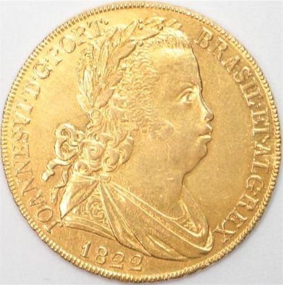 null Portugal. Jean VI (1816-1826). 6400 Reis or 1822.Lisbonne. 14,31 g.
Sup.