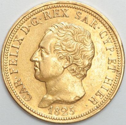 null Royaume de Sardaigne. Charles Felix (1821-1831). 80 Lires or 1825 Turin. 25,78...