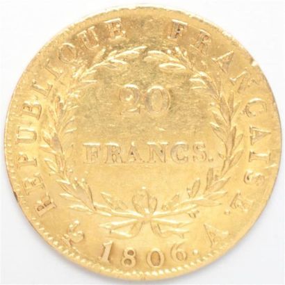 null Premier Empire (1804-1814). 20 Francs or 1806 A Paris. 6,45 g. F 513 G 1023...