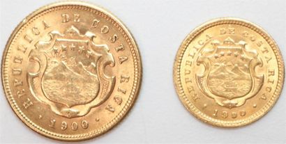 null Costa Rica. 5 et 2 Colonnes or 1900. 1,56 et 3,89 g. 2 monnaies Sup.