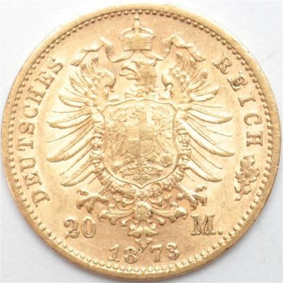 null Saxe Albertine. 20 marks or 1873 E Dresde. 7,91 g. TTB