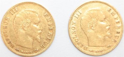 null Second Empire (1852-1870). 5 Francs or 1859 A Paris. 2 ex. 1,62 et 1,62 g. F...