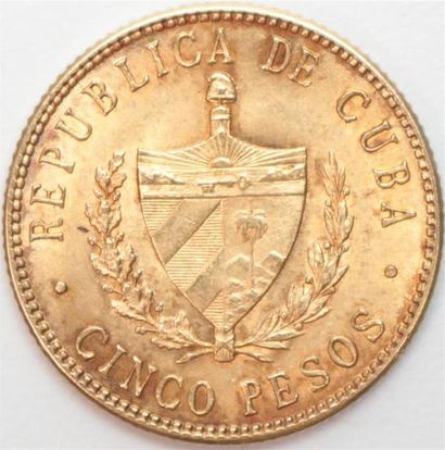 null Cuba. 5 Pesos or 1915. 8,38 g. Sup.
