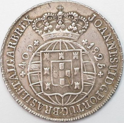 null Portugal. Jean VI (1816-1826). 480 Reis Ag. 1825. Couronne basse. TTB
