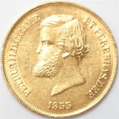 null Brésil. Pierre II (1831-1889). 10000 Reis 1855. 8,96 g. Sup.