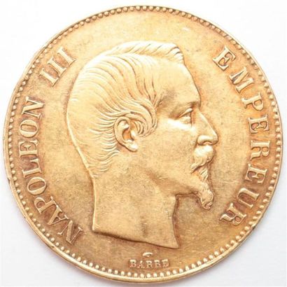 null Second Empire (1852-1870). 100 Francs or tête nue 1858 A Paris. 32 26 g. F 550...