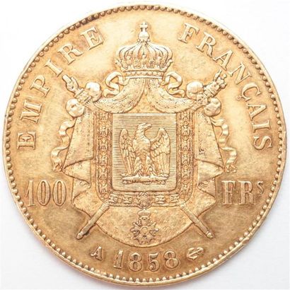 null Second Empire (1852-1870). 100 Francs or tête nue 1858 A Paris. 32 26 g. F 550...