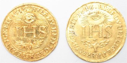 null Saxe. Ducat or 1616. 3,44 g. Dresde.
Autre ex. 1616. 3,48 g. Dresde.
2 monnaies...