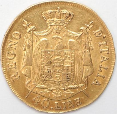 null Etats Italiens. Napoléon. Roi d'Italie (1802-1814).
40 Lires or 1808 M Milan....