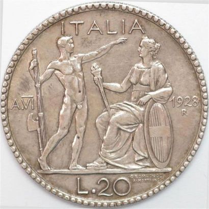null Italie. Victor Emmanuel III (1900-43). 20 Lires Ag. 1928 R. An VI. 14,95 g....