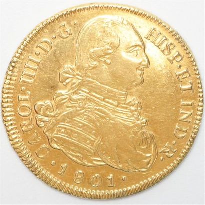 null Colombie. Charles IV (1788-1808). Autre ex. 1801 P JF. Popayan. 26,99 g. Su...