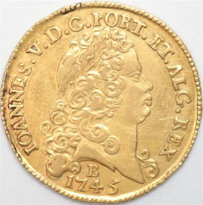 null Portugal. Jean V (1706-1750). 6400 Reis or 1745 B. Bahia.14,24 g. Sup.