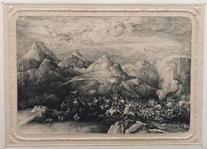 null Rodolphe BRESDIN 1822-1885 - Bataille dans un paysage rocheux
Dessin à l'encre...