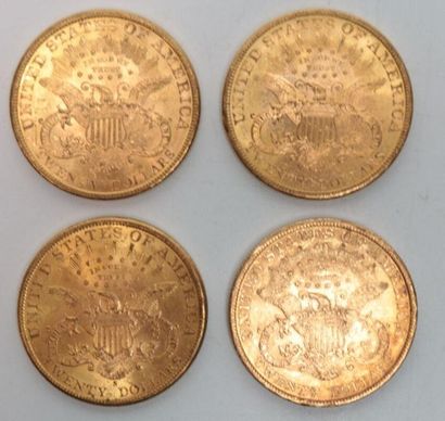 null * Quatre pièces de 20 dollars en or Liberté 1899 / 1900 (x3) - 133.9 g 