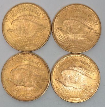 null * Quatre pièces de 20 dollars en or Saint-Gaudens 1910 (x2) / 1922 (x2) - 133.9...