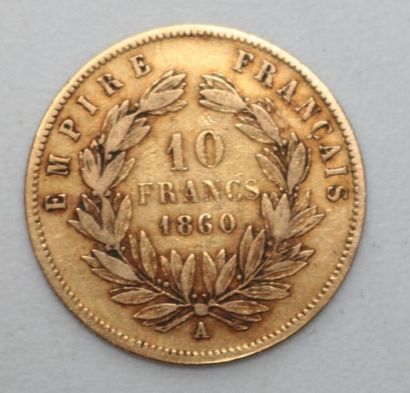 null * Pièce de 10 francs en or Napoléon III tête nue 1860 A - 3.19 g 