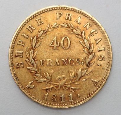 null * Pièce de 40 francs en or Napoléon Empereur 1811 A - 12.9 g 