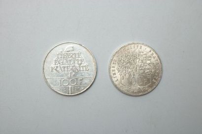 null Deux pièces de 100 francs commémoratives en argent : 1 pièce LaFayette Egalité...