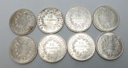 null Huit pièces commémoratives de 10 francs en argent, 1965 (x3), 1966, 1967 (x2),...