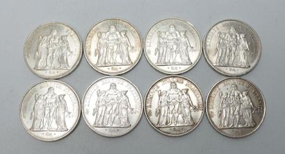 null Huit pièces commémoratives de 10 francs en argent, 1965 (x3), 1966, 1967 (x2),...