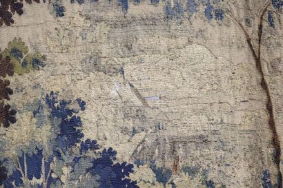 null Grande tapisserie verdure d'Aubusson avec sa bordure. XVIIIe. 300 x 320 cm (usures...