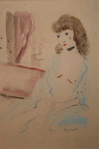 null DIGNIMONT André (1891-1965) Femme en déshabillé, aquarelle, signée en bas à...