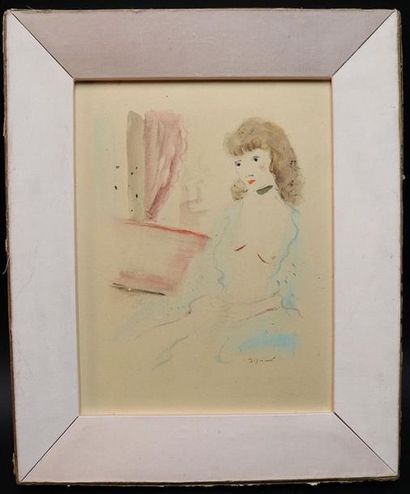 null DIGNIMONT André (1891-1965) Femme en déshabillé, aquarelle, signée en bas à...