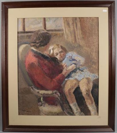 MATHIAS Roger (1884-1971) Maternité. Huile...