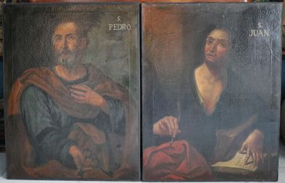 null Saint Jean / Saint Pierre, suite de deux huiles sur toile, XVIIe - 83,5 x 64...