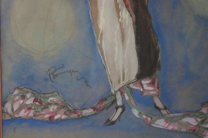 null DOMERGUE Jean-Gabriel (1889-1962) Élégante à l'étole de vison, vers 1920
Gouache...