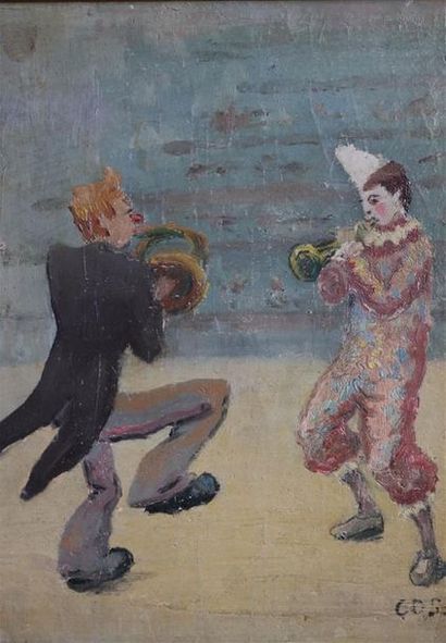 null COSSON Marcel (1878-1956) Les clowns, huile sur toile, signée en bas à droite....