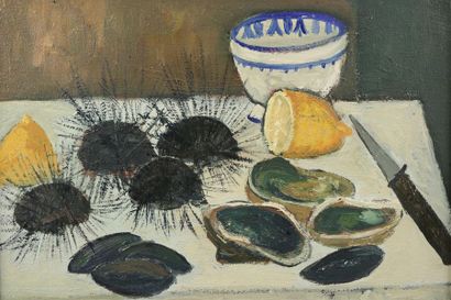 null BORGEAUD Georges (1914-1998) Légumes des Mers - nature morte aux oursins et...