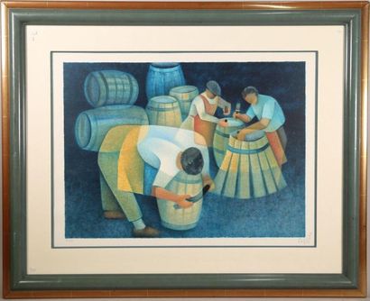 null TOFFOLI Louis (1907-1999) Les tonneliers - Lithographie 
119 / 295 - 47 x 62...