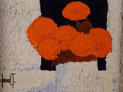null REAULT Patrick (1955) Nature morte aux fleurs oranges- huile sur toile signée...