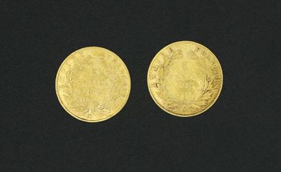 null * Deux pièces de 5 Francs or Napoléon III - 1858 A / 1862 - 3.17 g 