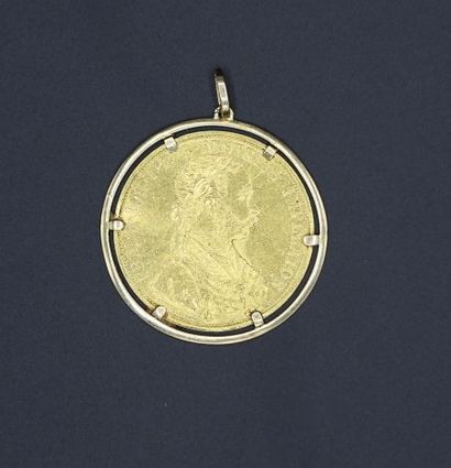null AUTRICHE, François-Joseph (1848-1916). 4 ducats or. 1915, pièce montée en pendentif....
