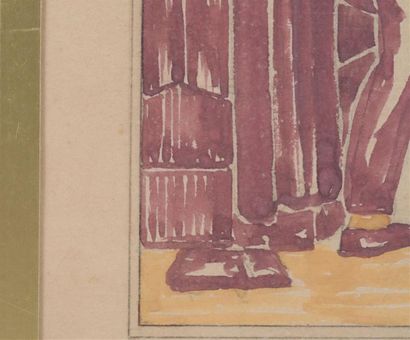 null VIRAC Raymond (1892-1946), Paysage animé à la fontaine, aquarelle, monogrammée...