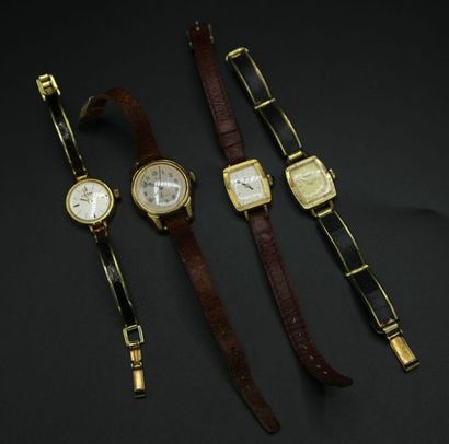 null Suite de quatre montres bracelets de femme : trois de marque Pallas et une Iso-...