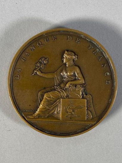  Médaille en bronze de La Banque de France - Napoléon Empereur et Roi - Marqué DROZ...
