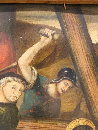 null Ecole espagnole vers 1600 - La montée du Christ au Calvaire - Panneau de bois...