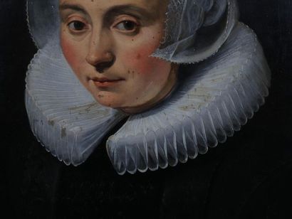 null Ecole Hollandaise vers 1640, entourage de Pickenoy -Portrait de dame tenant...