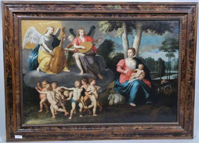 null Ecole flamande vers 1650 entourage d' Hendrik Van Balen - La Vierge à l'Enfant...
