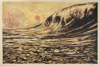 null FAIREY Shepard (1970) "Dark Wave", lithographie Offset sur papier crème, signé...