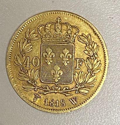 null Pièce de 40 Francs or 1818 W Louis XVIII - 12.87 g 