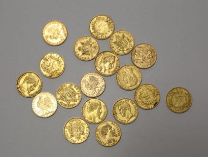null Dix-huit pièces de 20 Francs or - 115.92 g 