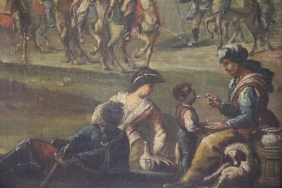 null Attribué à Giuseppe ZAIS (1709 - 1784) Scène de campement militaire - Toile...