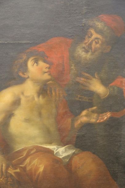 null Ecole Vénitienne vers 1660 - Un philosophe et son élève 
Toile - 117 x 94
Restaurations...
