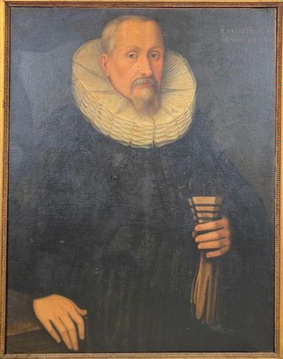 null Ecole Hollandaise 1626 - Portrait d'homme agé de 59 ans - Panneau de chêne -...